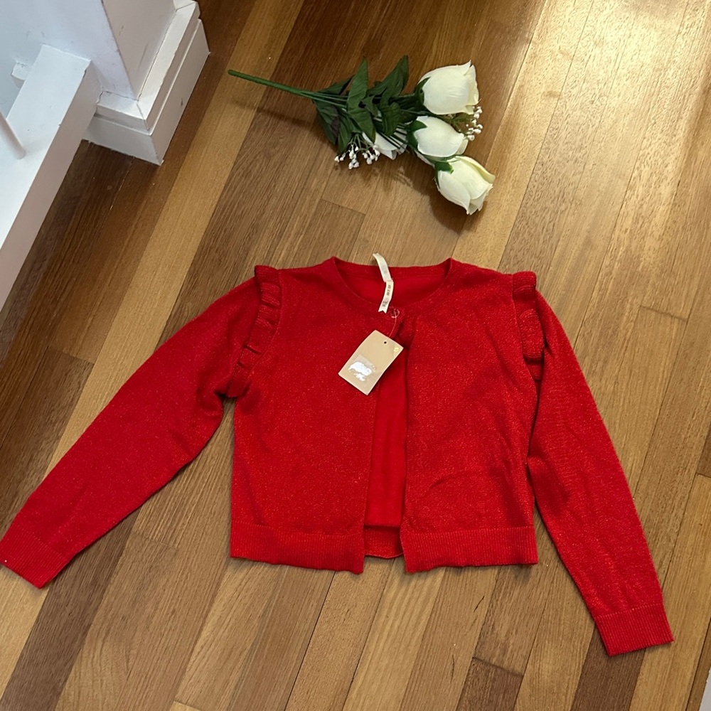 Little kids stitches Vibrant Red Knit Top